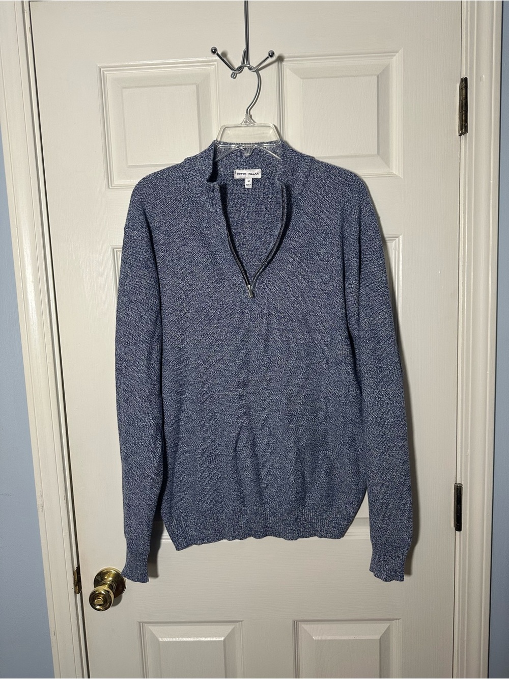 Peter Millar Men's Blue Quarter-Zip Sweater